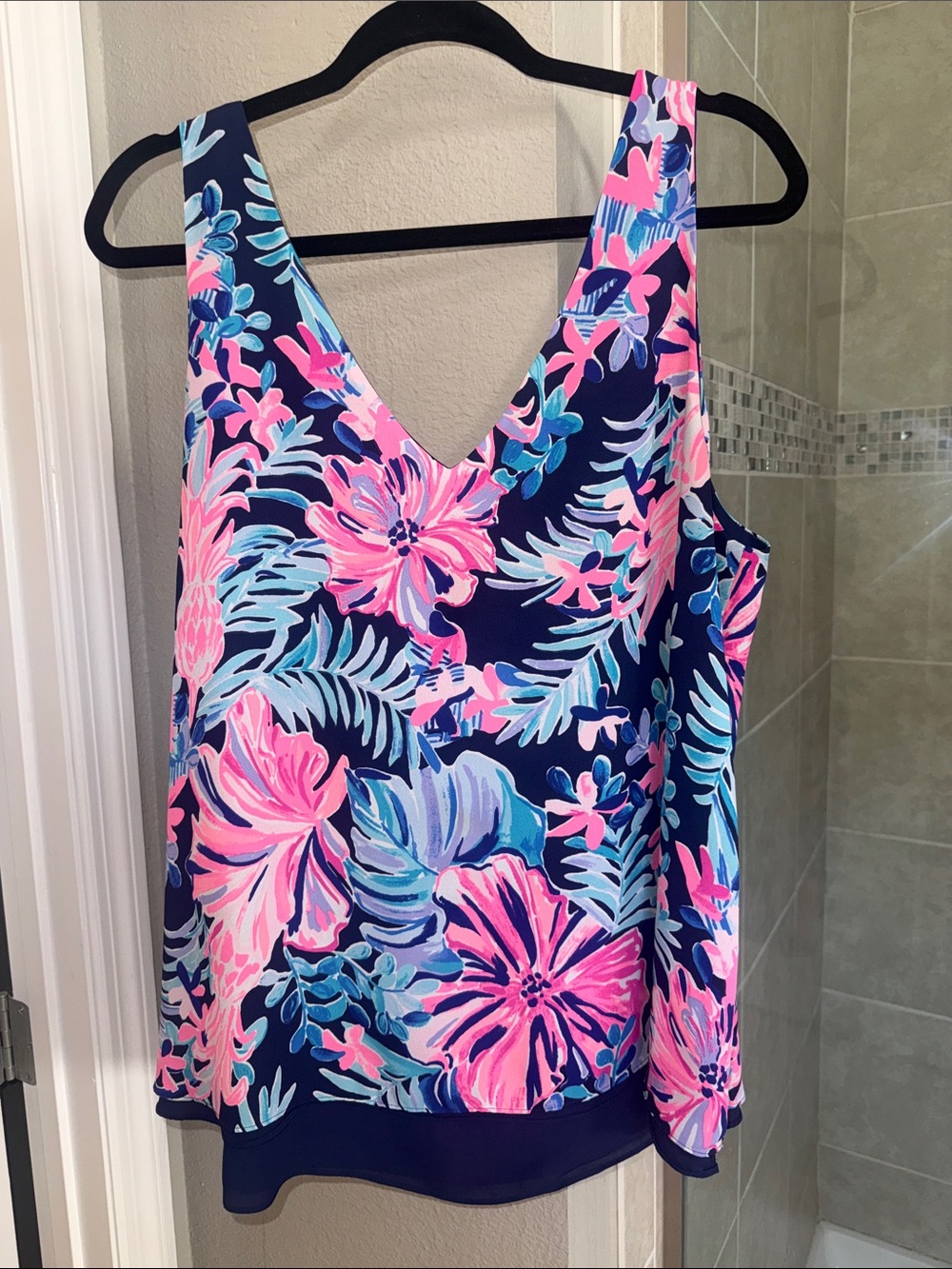 Lilly Pulitzer Florian vneck reversible Tank Top size XL holy folkamole